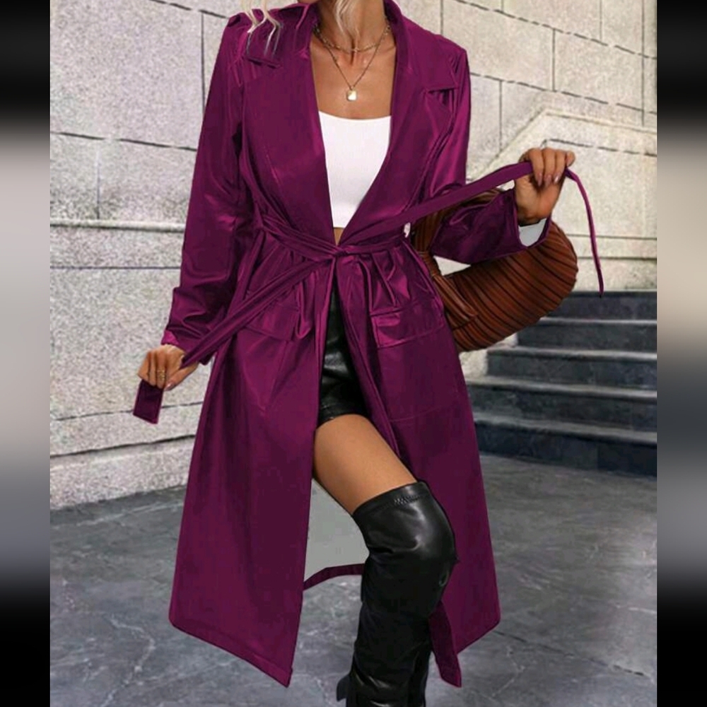 Elegant Hot Pink Trench Coat